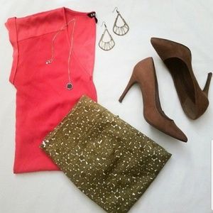 LAST CHANCE * Olive & White Knee Length Skirt